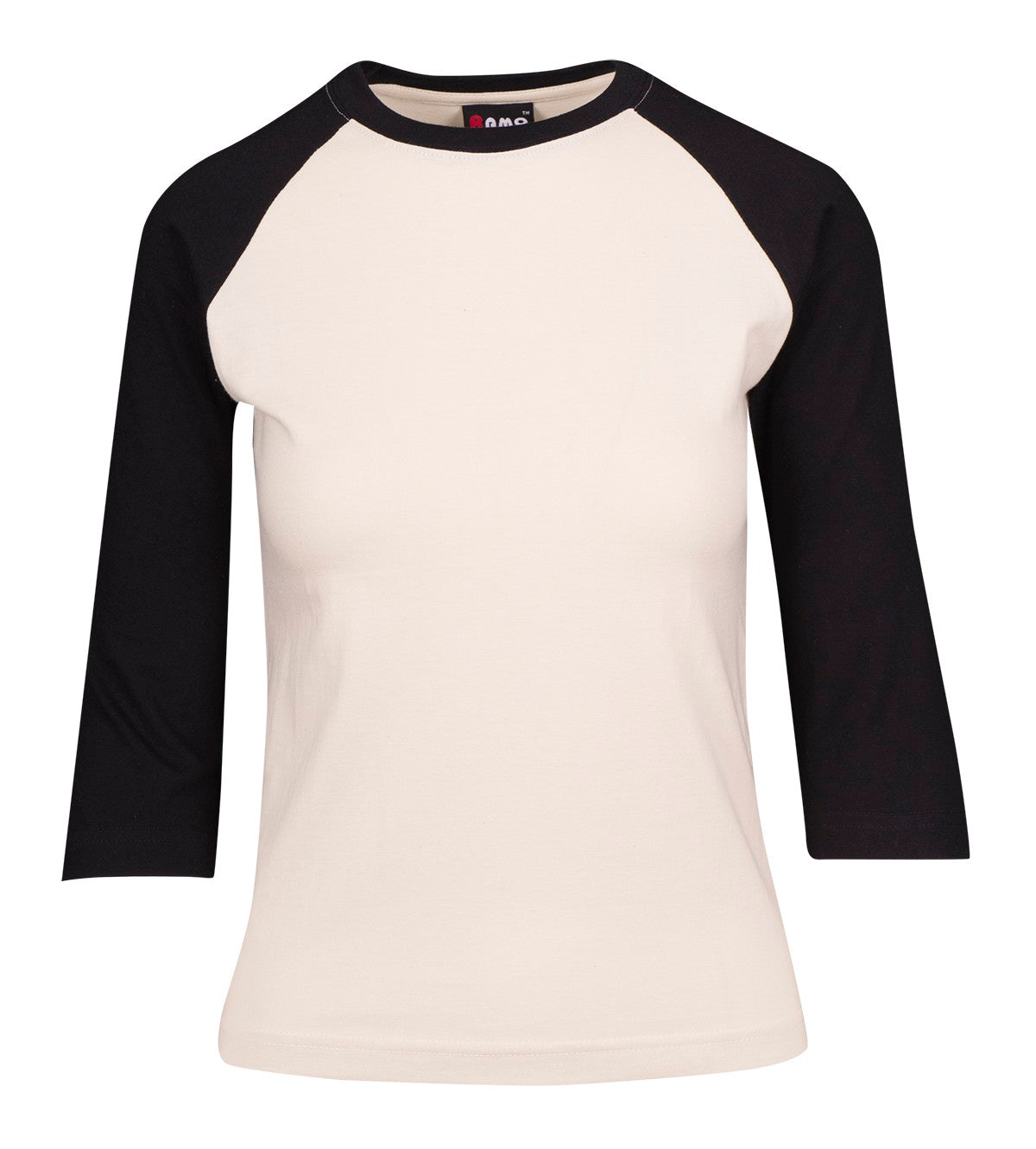 RAMO T231RL Women's 3/4 Sleeve Raglan T-shirt — Bone/Black front