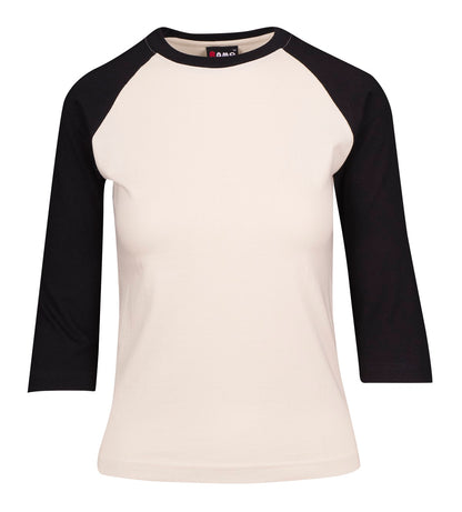 RAMO T231RL Women's 3/4 Sleeve Raglan T-shirt — Bone/Black front
