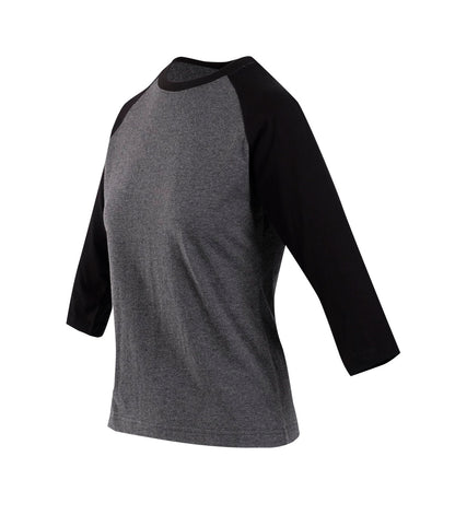 RAMO T231RL Women's 3/4 Sleeve Raglan T-shirt — Dark Marl/Black side