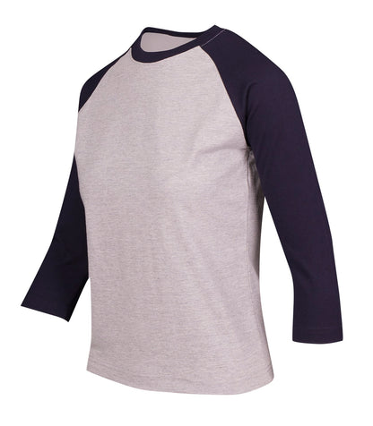 RAMO T231RL Women's 3/4 Sleeve Raglan T-shirt — Grey Marl/Navy side