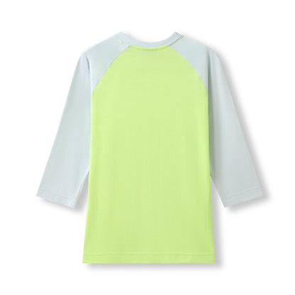 RAMO T231RL Women's 3/4 Sleeve Raglan T-shirt — Lime/Surf Blue back