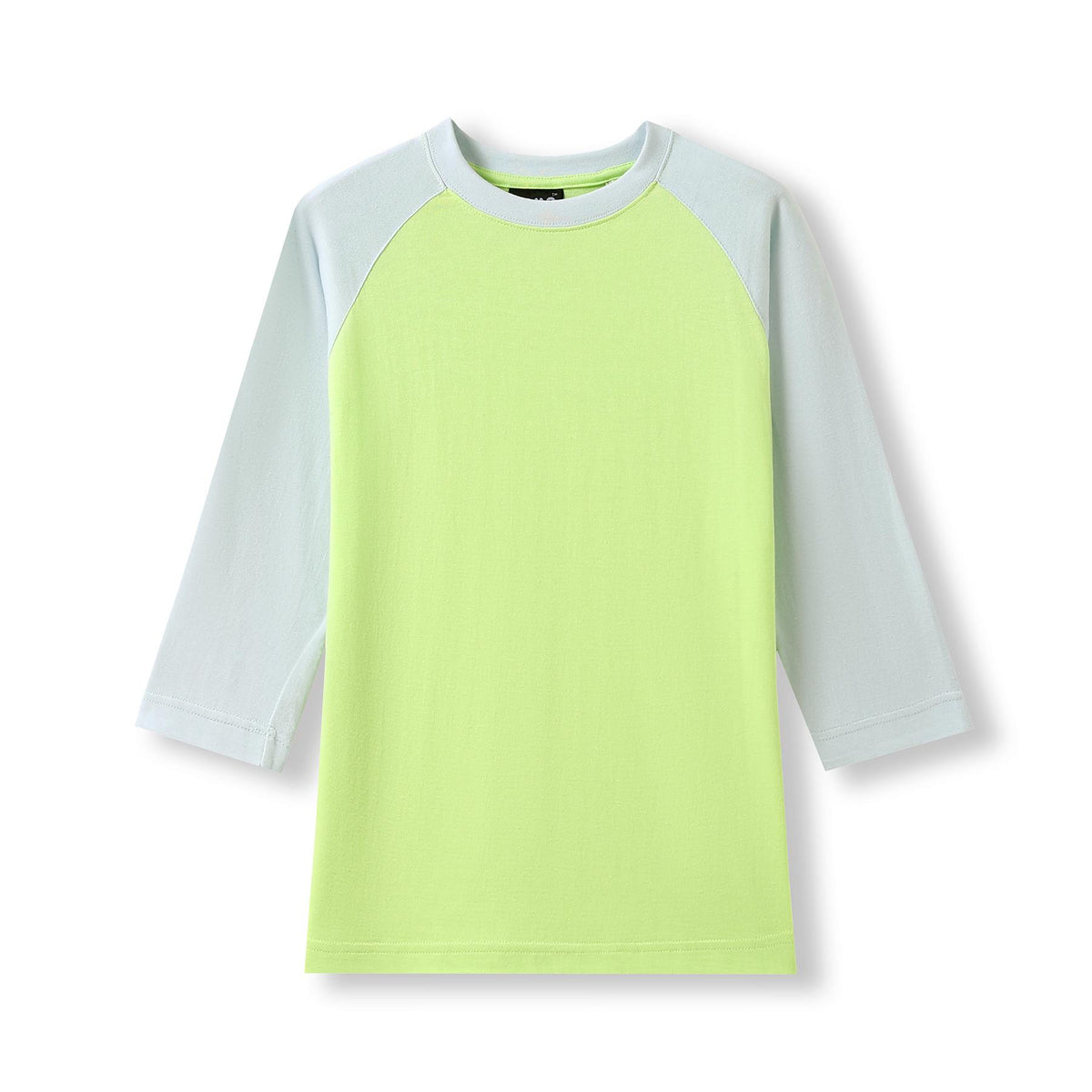 RAMO T231RL Women's 3/4 Sleeve Raglan T-shirt — Lime/Surf Blue front