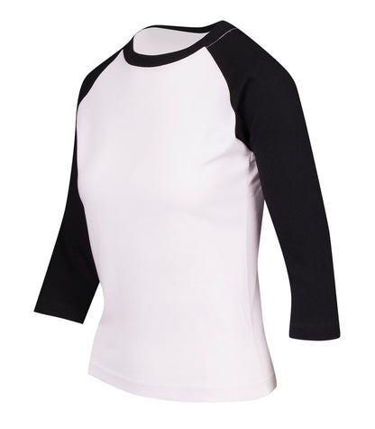 RAMO T231RL Women's 3/4 Sleeve Raglan T-shirt — White/Black side