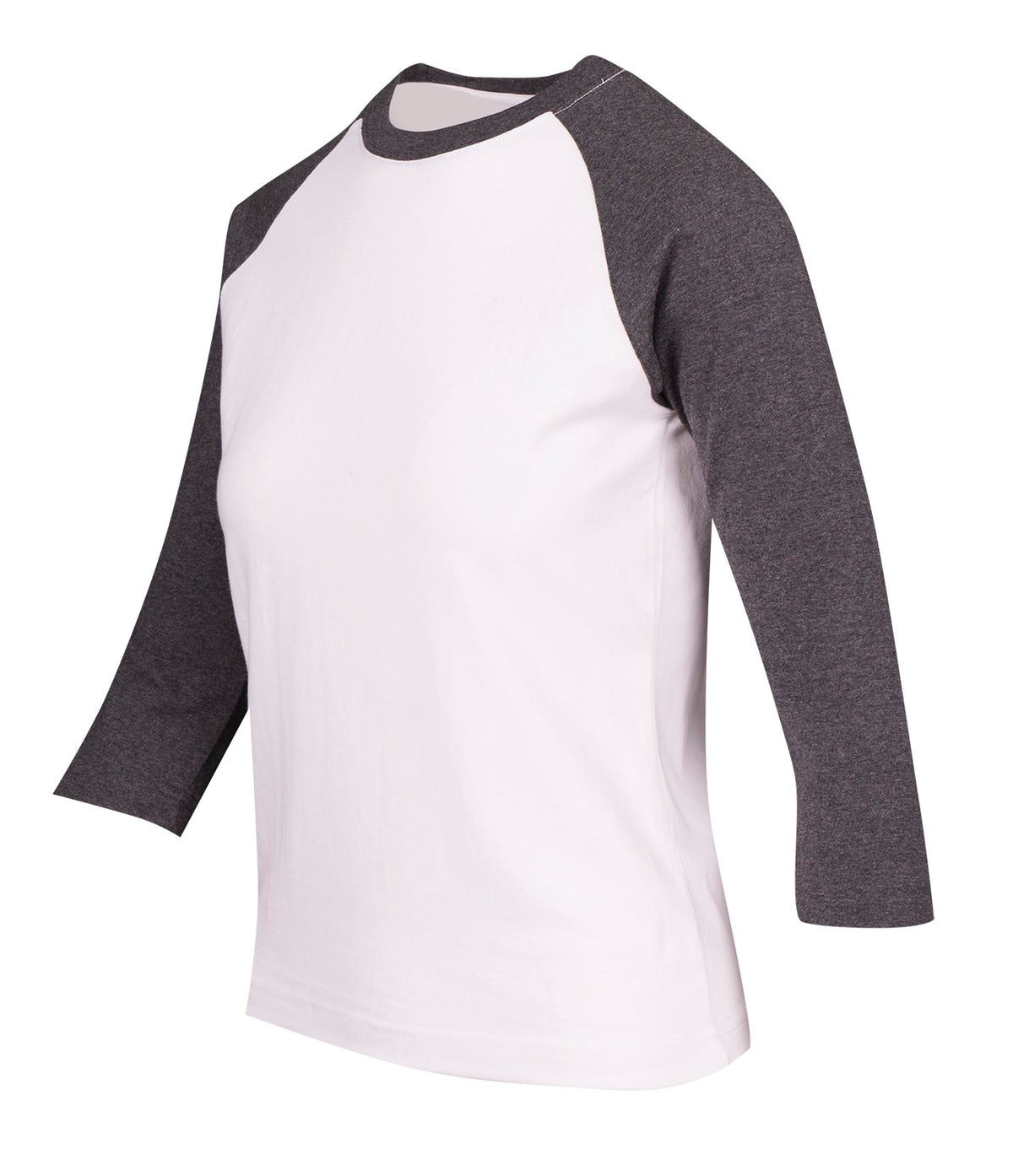 RAMO T231RL Women's 3/4 Sleeve Raglan T-shirt — White/Dark Marl side