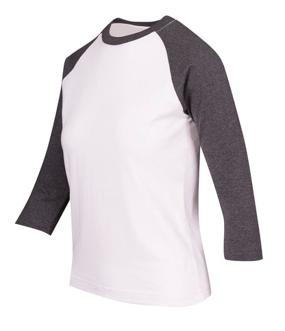 RAMO T231RL Women's 3/4 Sleeve Raglan T-shirt — White/Dark Marl side
