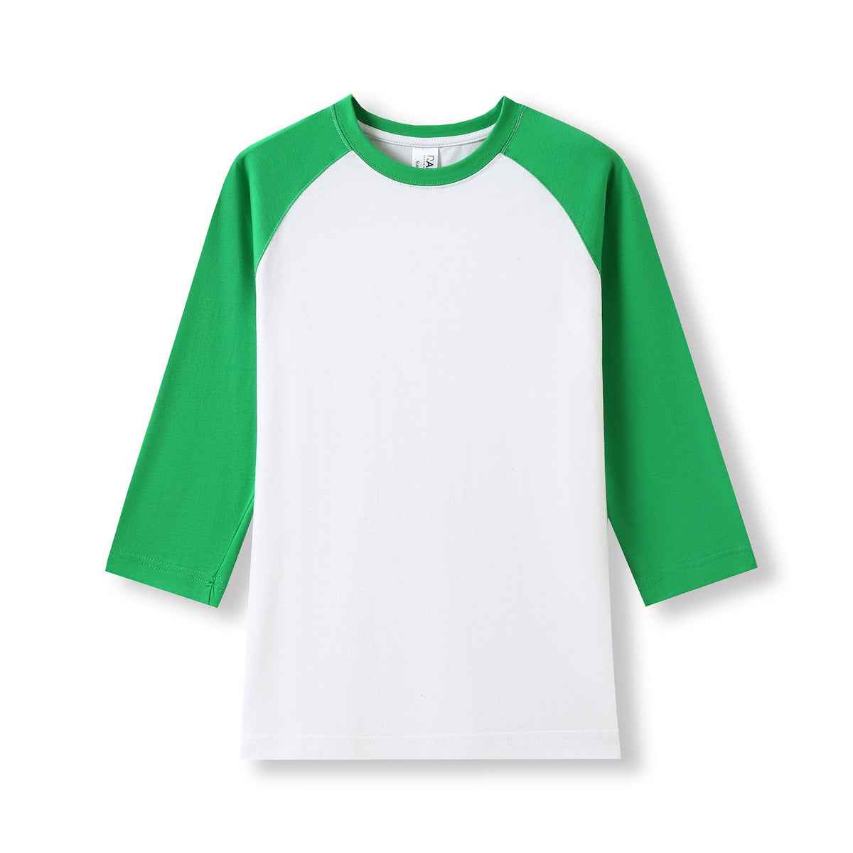 RAMO T231RL Women's 3/4 Sleeve Raglan T-shirt — White/Emerald Green front