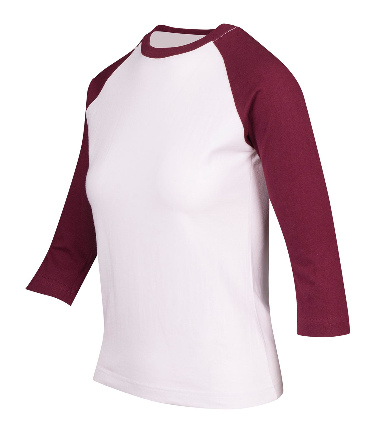 RAMO T231RL Women's 3/4 Sleeve Raglan T-shirt — White/Maroon side