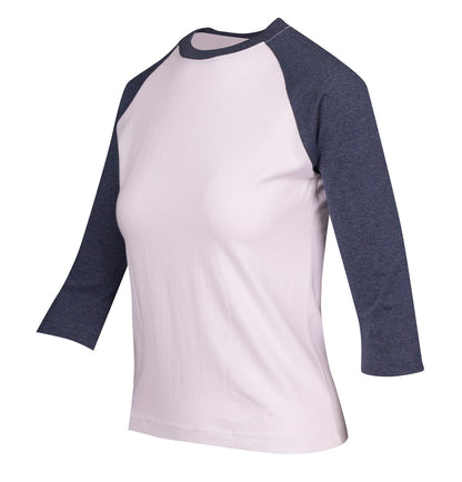 RAMO T231RL Women's 3/4 Sleeve Raglan T-shirt — White/Navy Marl side