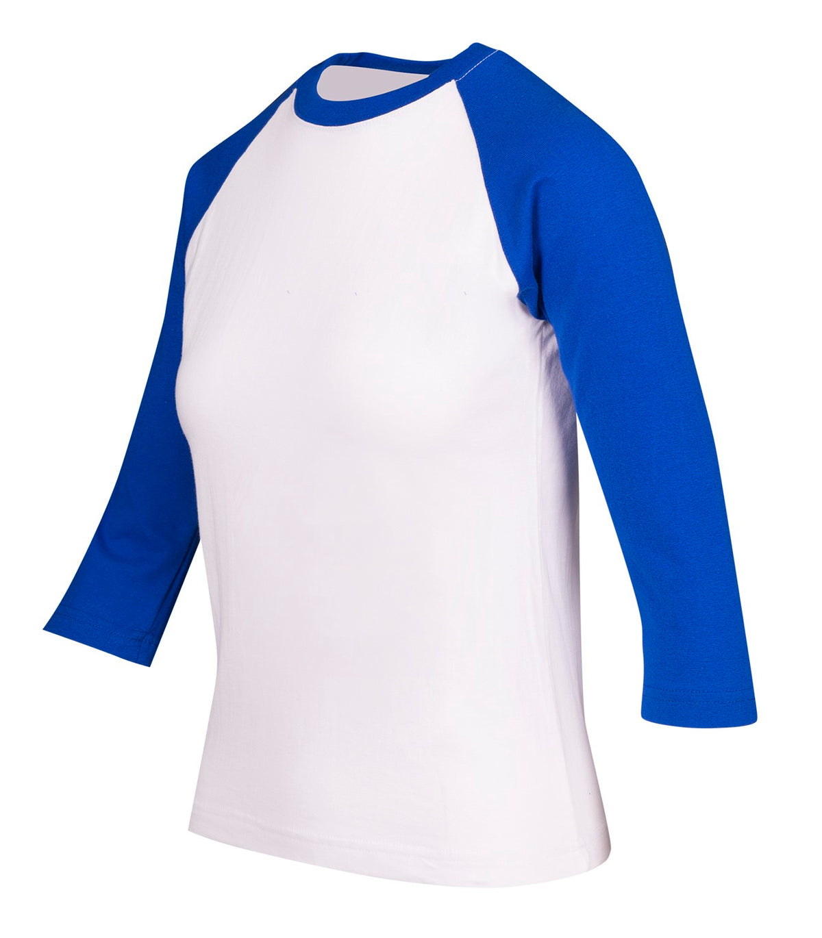 RAMO T231RL Women's 3/4 Sleeve Raglan T-shirt — White/Royal side