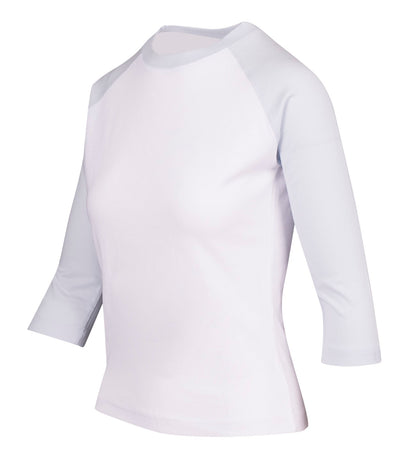 RAMO T231RL Women's 3/4 Sleeve Raglan T-shirt — White/Surf Blue side