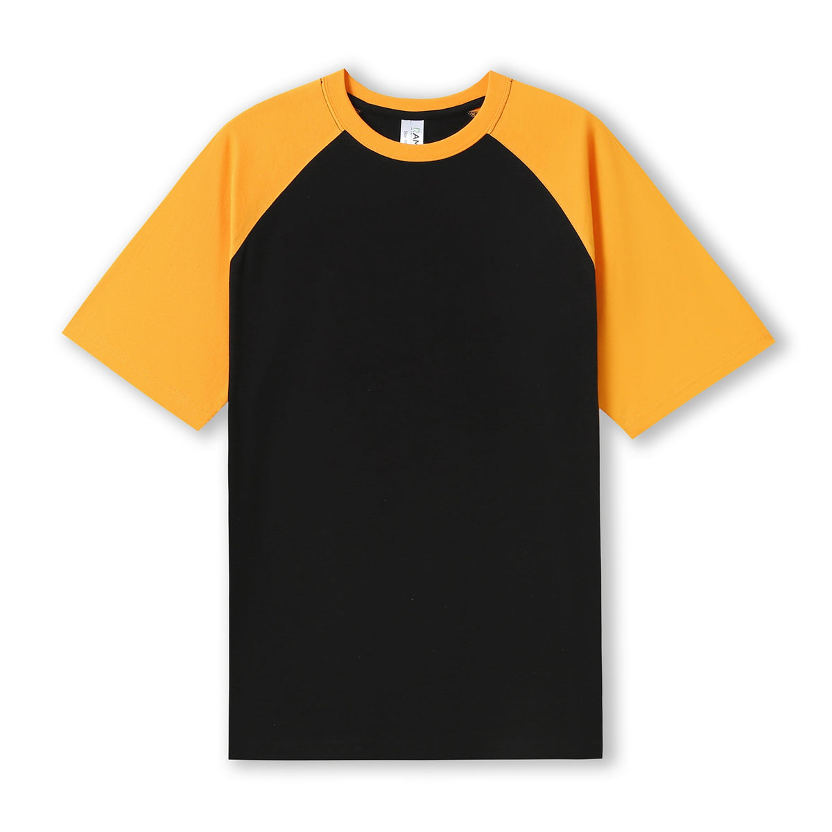 RAMO T232RG Unisex Contrast Raglan Sleeve Tee — Black/Gold front
