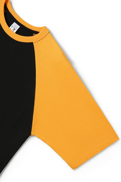 RAMO T232RG Unisex Contrast Raglan Sleeve Tee — Black/Gold side