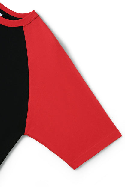 RAMO T232RG Unisex Contrast Raglan Sleeve Tee — Black/Red side