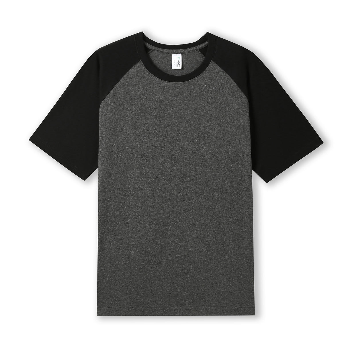 RAMO T232RG Unisex Contrast Raglan Sleeve Tee — Dark Marl/Black front