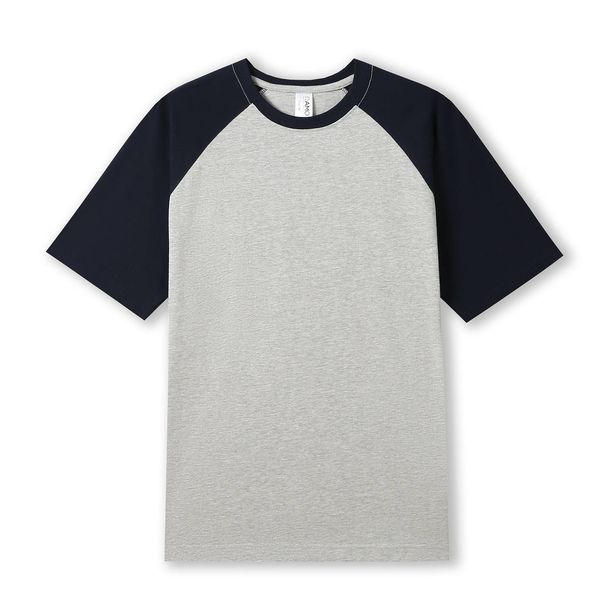 RAMO T232RG Unisex Contrast Raglan Sleeve Tee — Grey Marl/Navy front