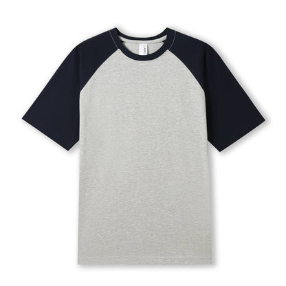 RAMO T232RG Unisex Contrast Raglan Sleeve Tee — Grey Marl/Navy front
