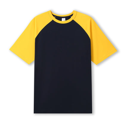 RAMO T232RG Unisex Contrast Raglan Sleeve Tee — Navy/Yellow front