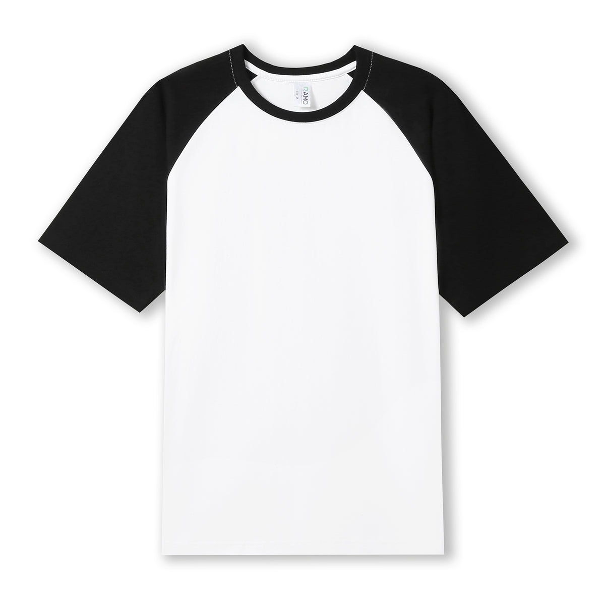 RAMO T232RG Unisex Contrast Raglan Sleeve Tee — White/Black front
