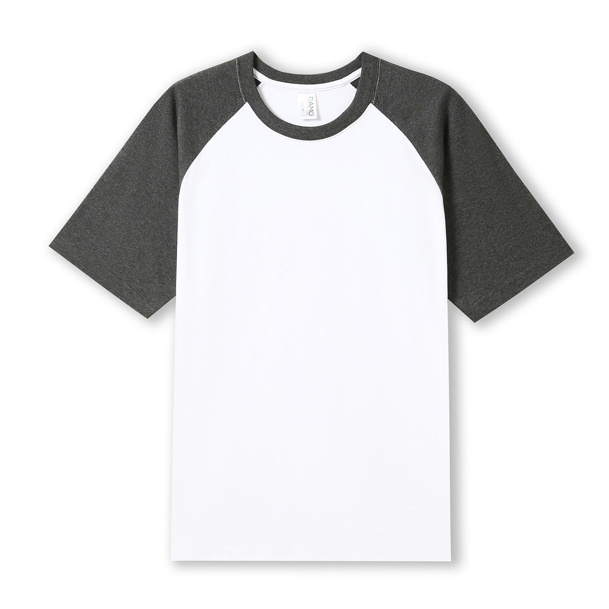 RAMO T232RG Unisex Contrast Raglan Sleeve Tee — White/Dark Marl front
