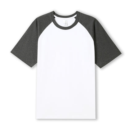 RAMO T232RG Unisex Contrast Raglan Sleeve Tee — White/Dark Marl front