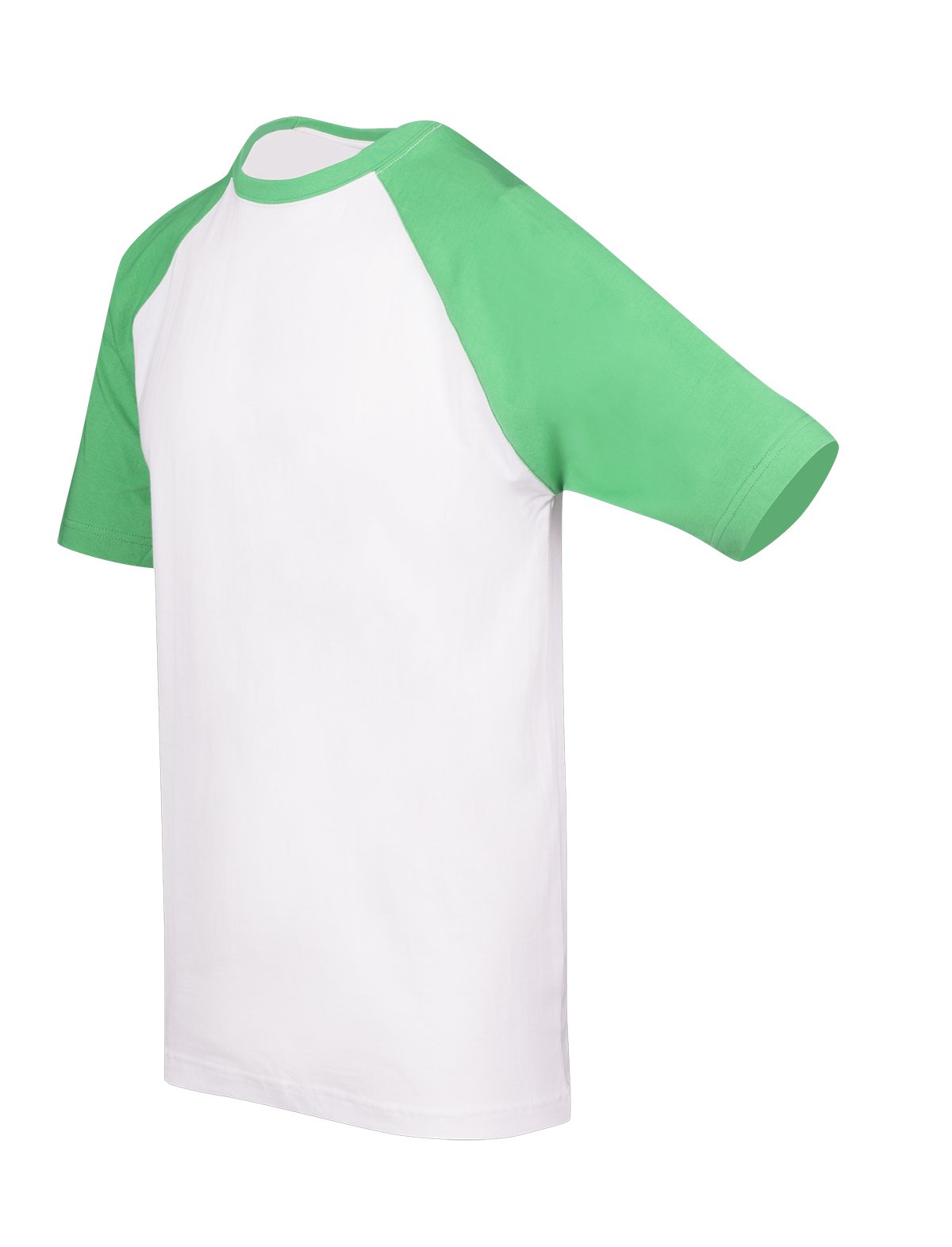 RAMO T232RG Unisex Contrast Raglan Sleeve Tee — White/Emerald Green side