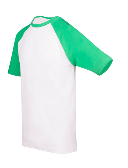 RAMO T232RG Unisex Contrast Raglan Sleeve Tee — White/Emerald Green side