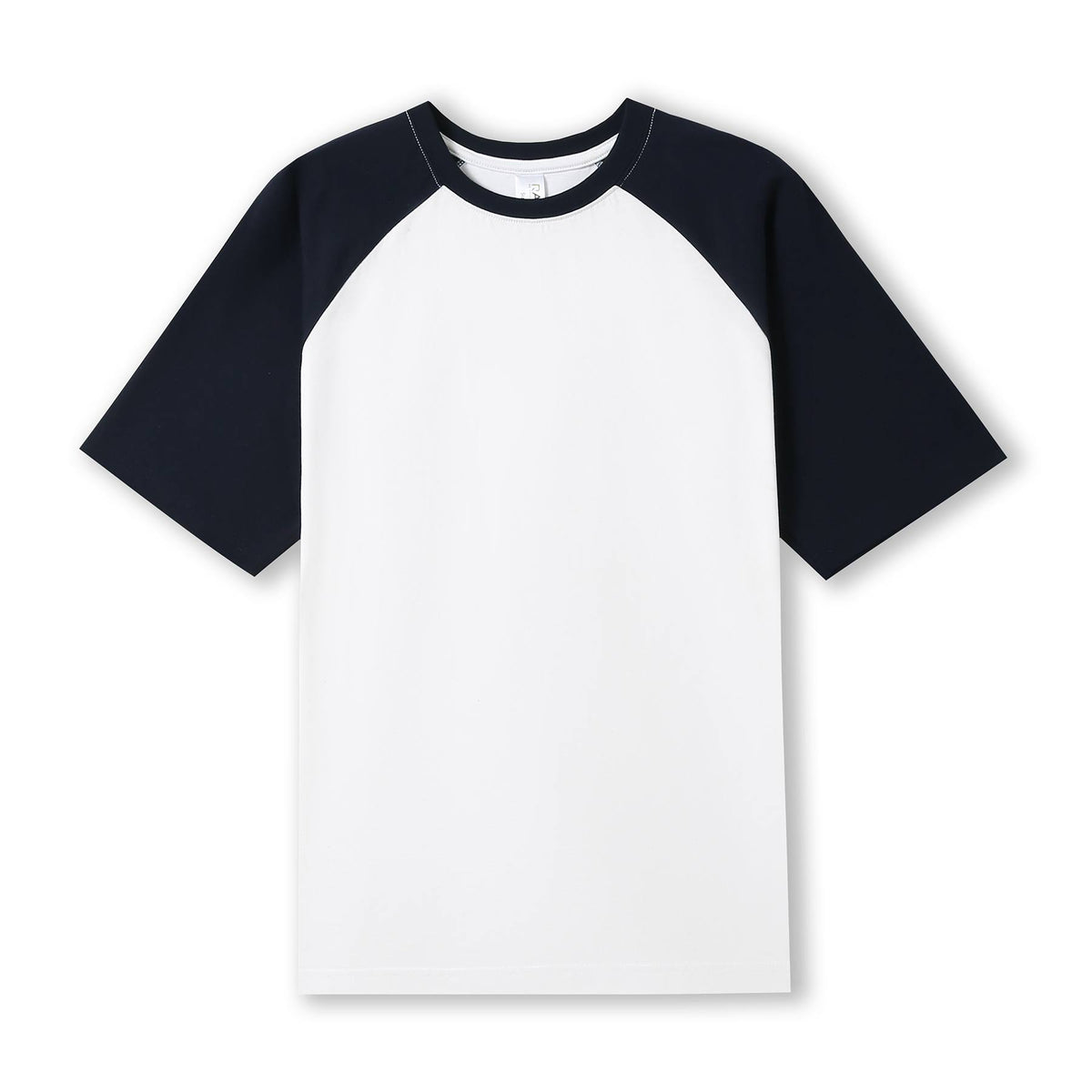 RAMO T232RG Unisex Contrast Raglan Sleeve Tee — White/Navy front