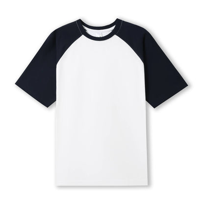 RAMO T232RG Unisex Contrast Raglan Sleeve Tee — White/Navy front