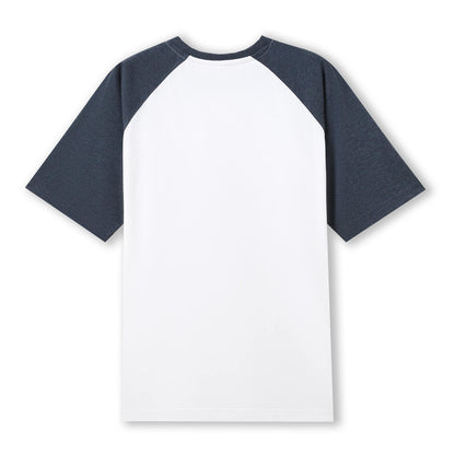 RAMO T232RG Unisex Contrast Raglan Sleeve Tee — White/Navy Marl back