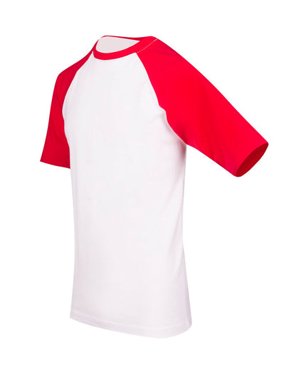 RAMO T232RG Unisex Contrast Raglan Sleeve Tee — White/Red side