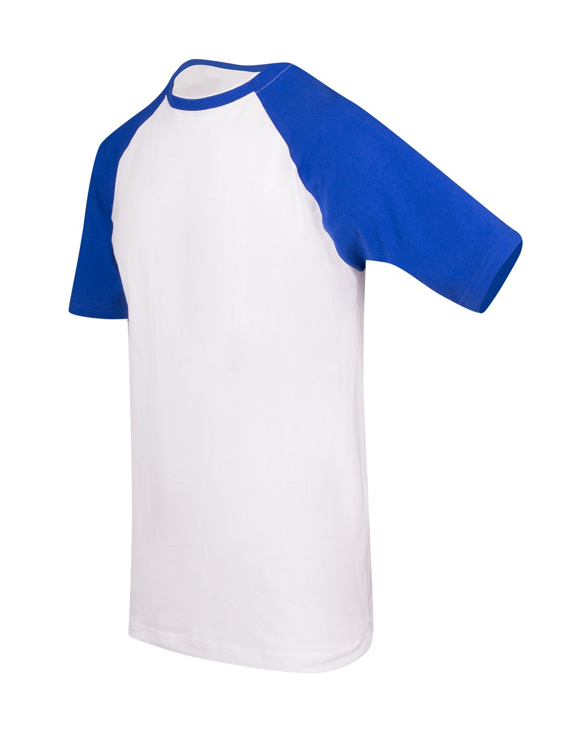 RAMO T232RG Unisex Contrast Raglan Sleeve Tee — White/Royal side