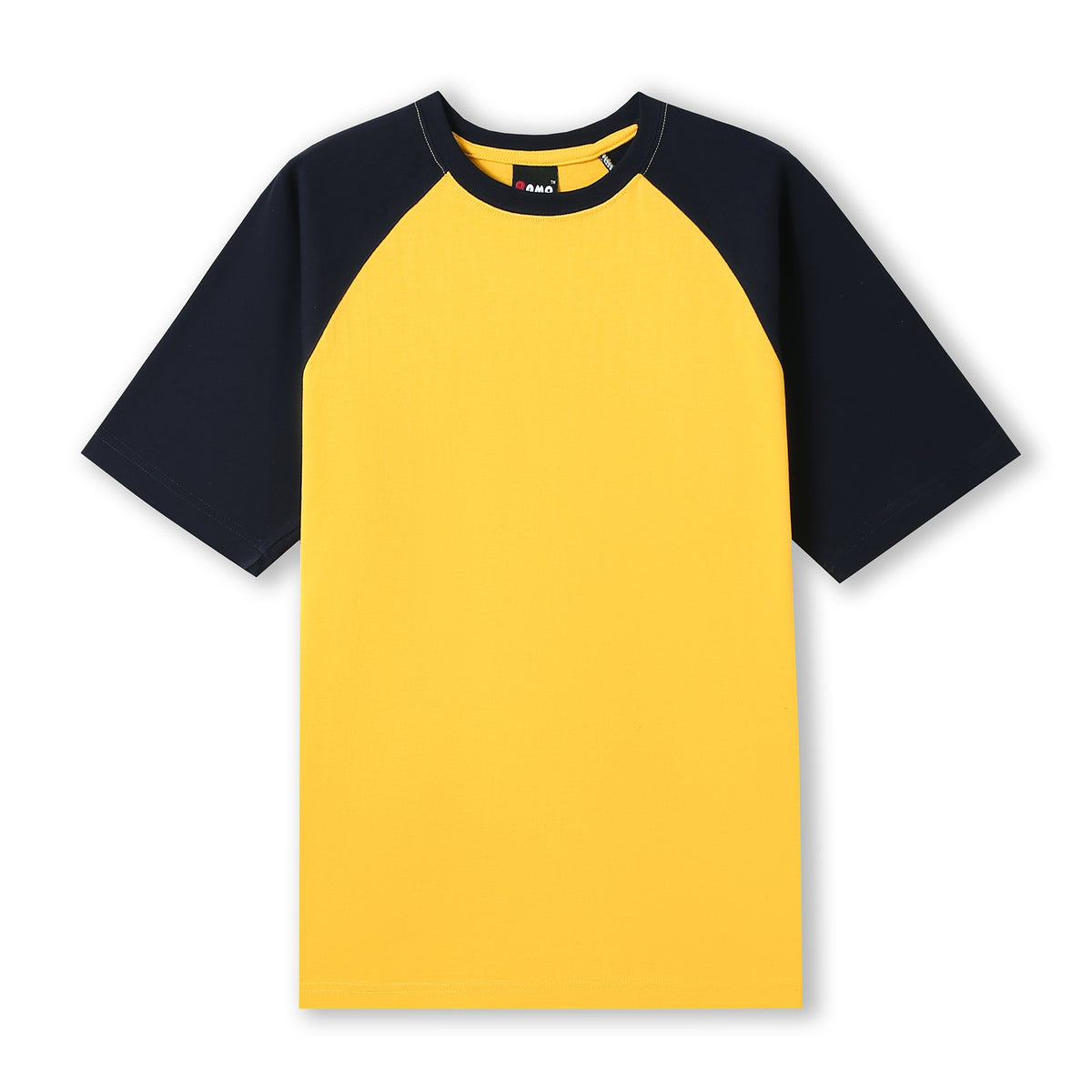 RAMO T232RG Unisex Contrast Raglan Sleeve Tee — Yellow/Navy front