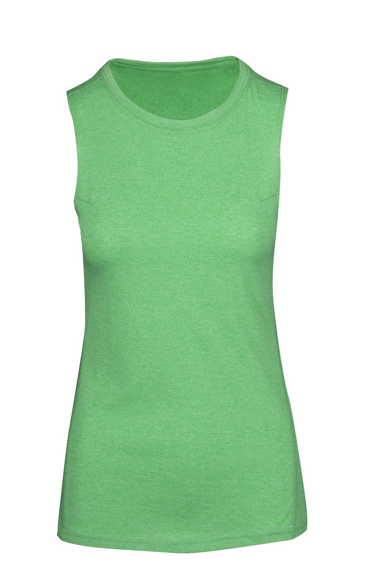RAMO T403LD Women's Greatness Heather Sleeveless Tee — Emerald Green Heather front