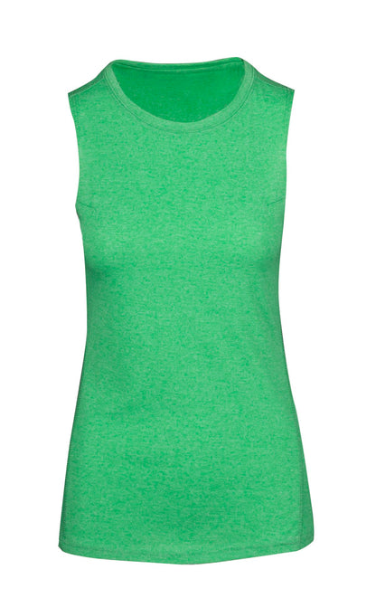 RAMO T403LD Women's Greatness Heather Sleeveless Tee — Emerald Green Heather front