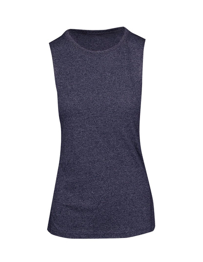RAMO T403LD Women's Greatness Heather Sleeveless Tee — Navy Heather front