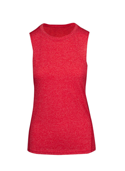 RAMO T403LD Women's Greatness Heather Sleeveless Tee — Red Heather front