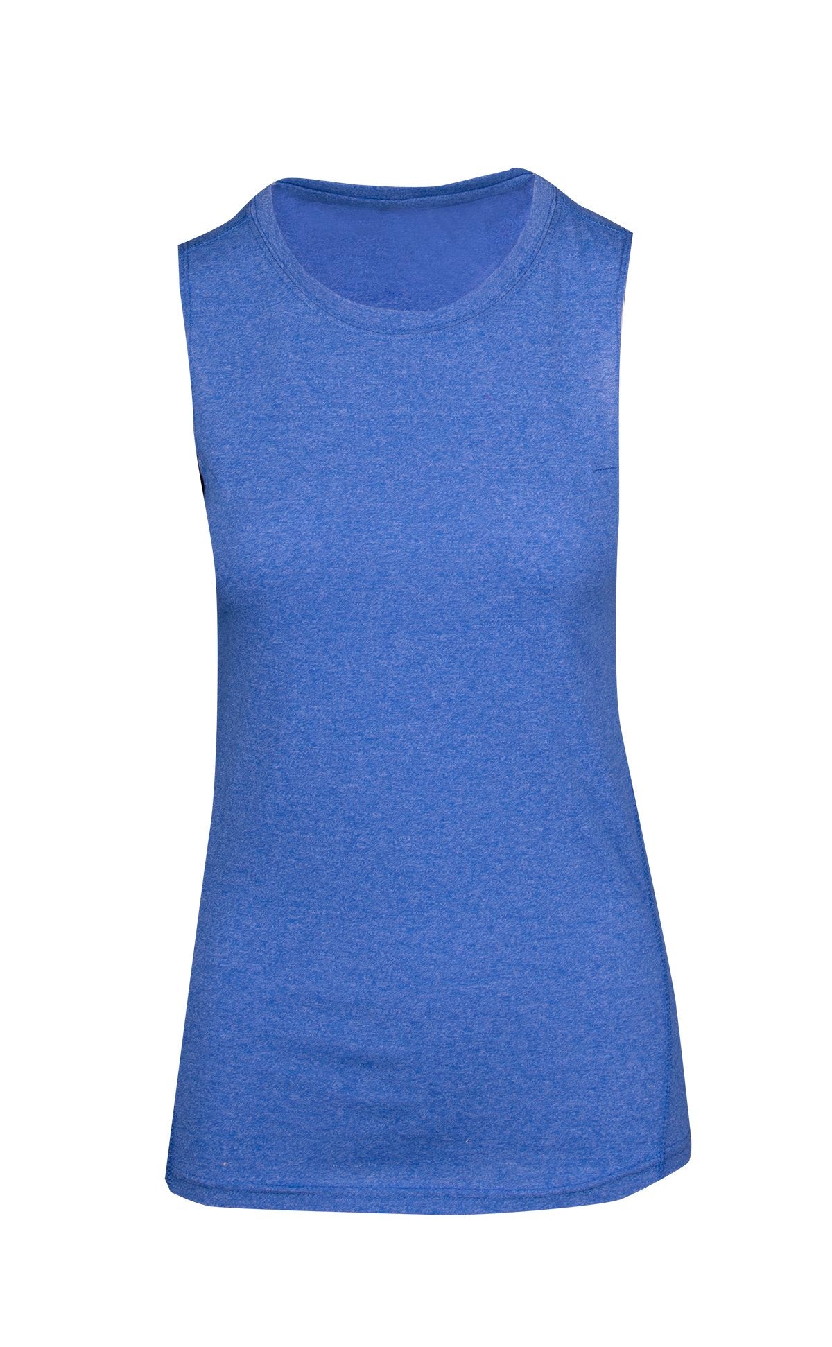 RAMO T403LD Women's Greatness Heather Sleeveless Tee — Royal Heather front