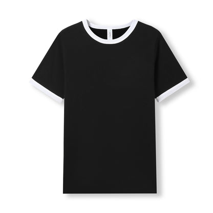 RAMO T525RN Unisex Combed Cotton Ringer Tee — Black/White front