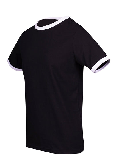 RAMO T525RN Unisex Combed Cotton Ringer Tee — Black/White side