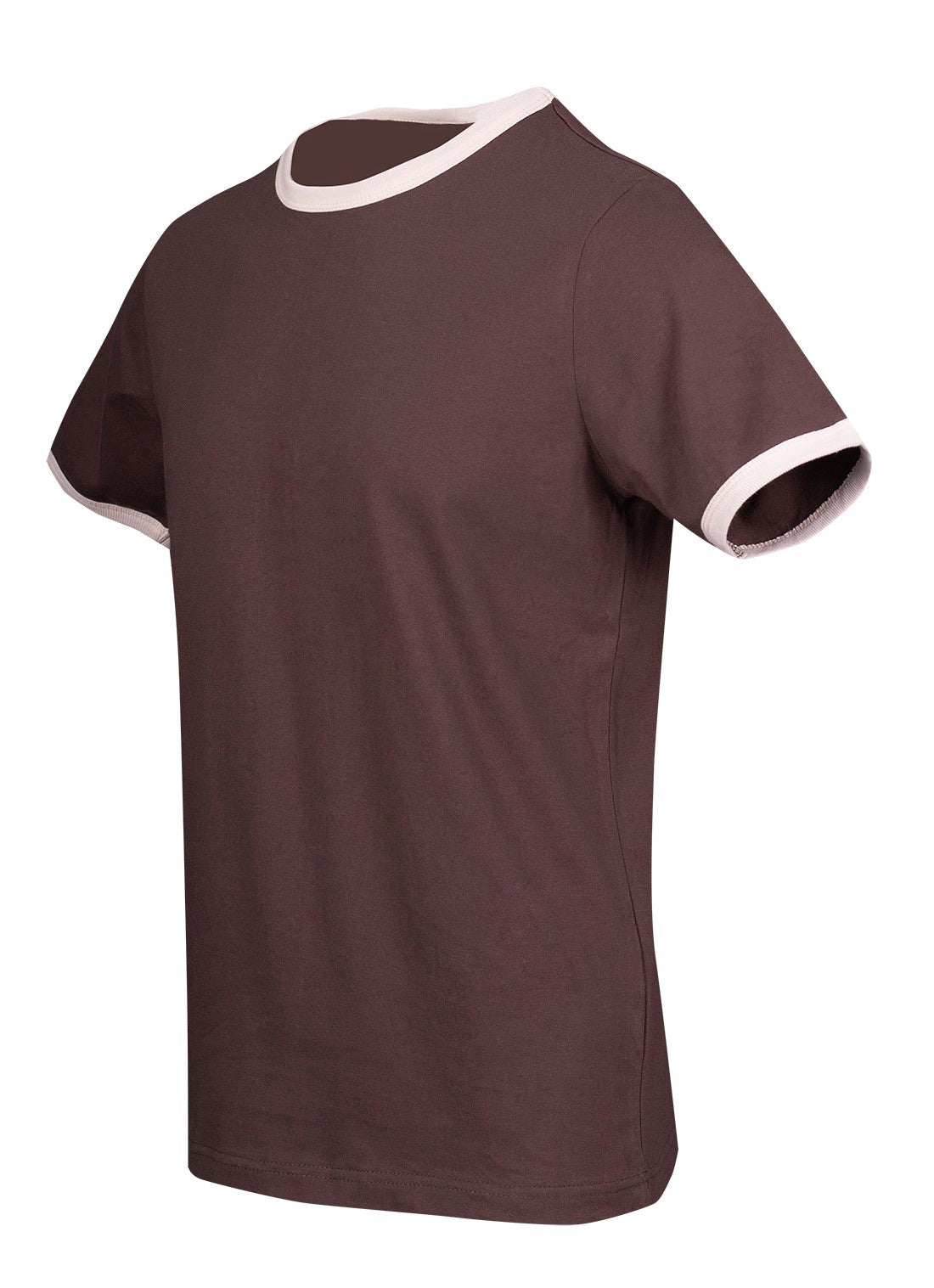 RAMO T525RN Unisex Combed Cotton Ringer Tee — Brown/Bone side
