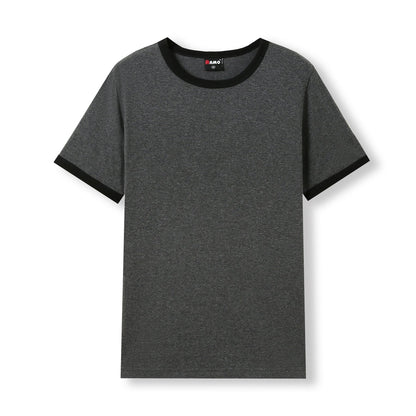 RAMO T525RN Unisex Combed Cotton Ringer Tee — Dark Marl/Black front