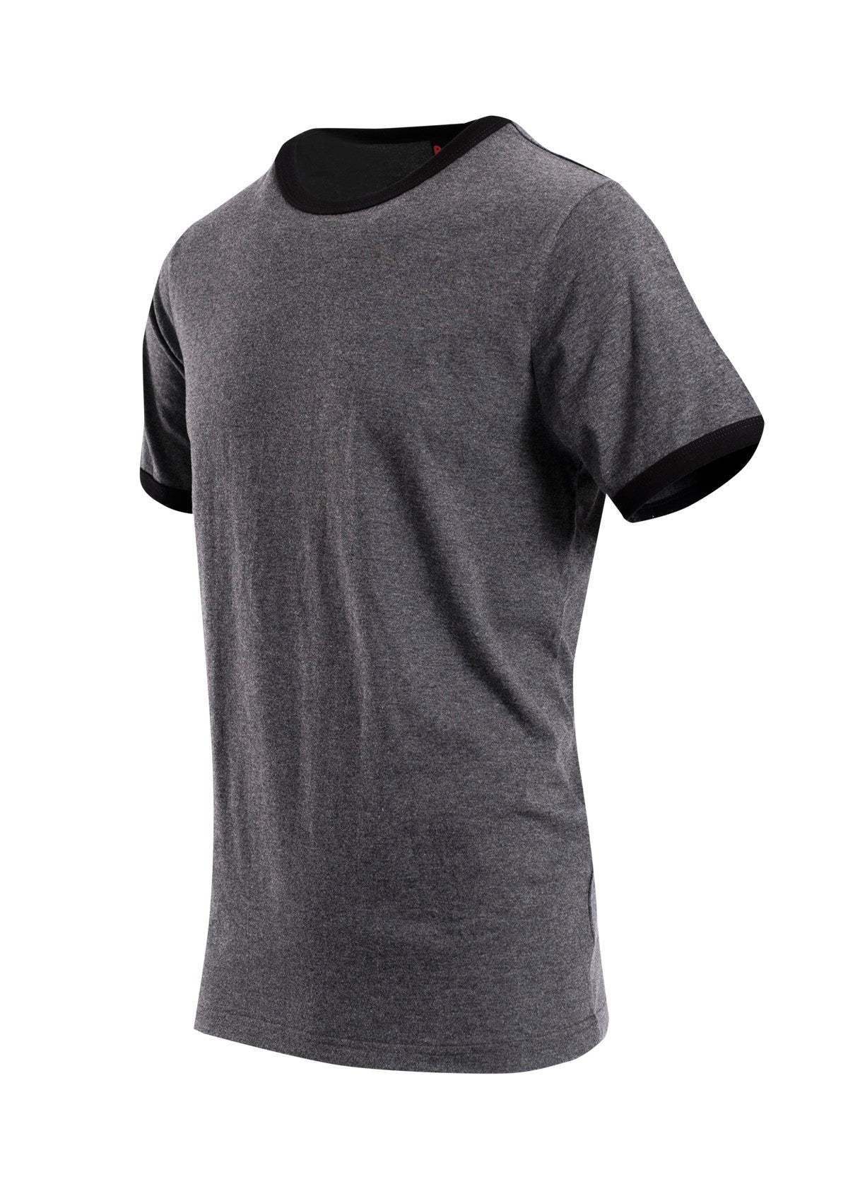 RAMO T525RN Unisex Combed Cotton Ringer Tee — Dark Marl/Black side