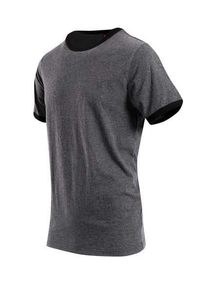 RAMO T525RN Unisex Combed Cotton Ringer Tee — Dark Marl/Black side
