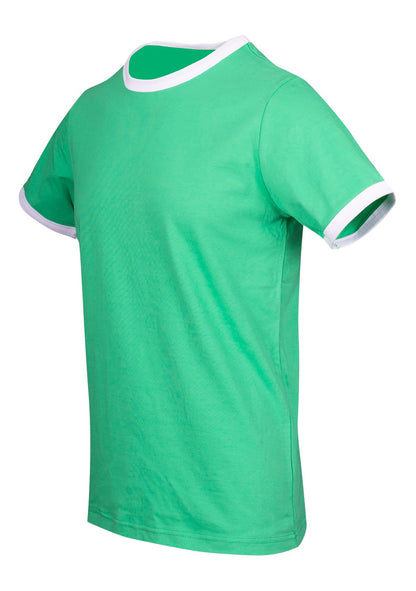 RAMO T525RN Unisex Combed Cotton Ringer Tee — Emerald Green/White side