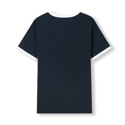 RAMO T525RN Unisex Combed Cotton Ringer Tee — Navy/White back