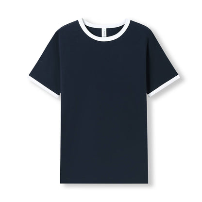 RAMO T525RN Unisex Combed Cotton Ringer Tee — Navy/White front