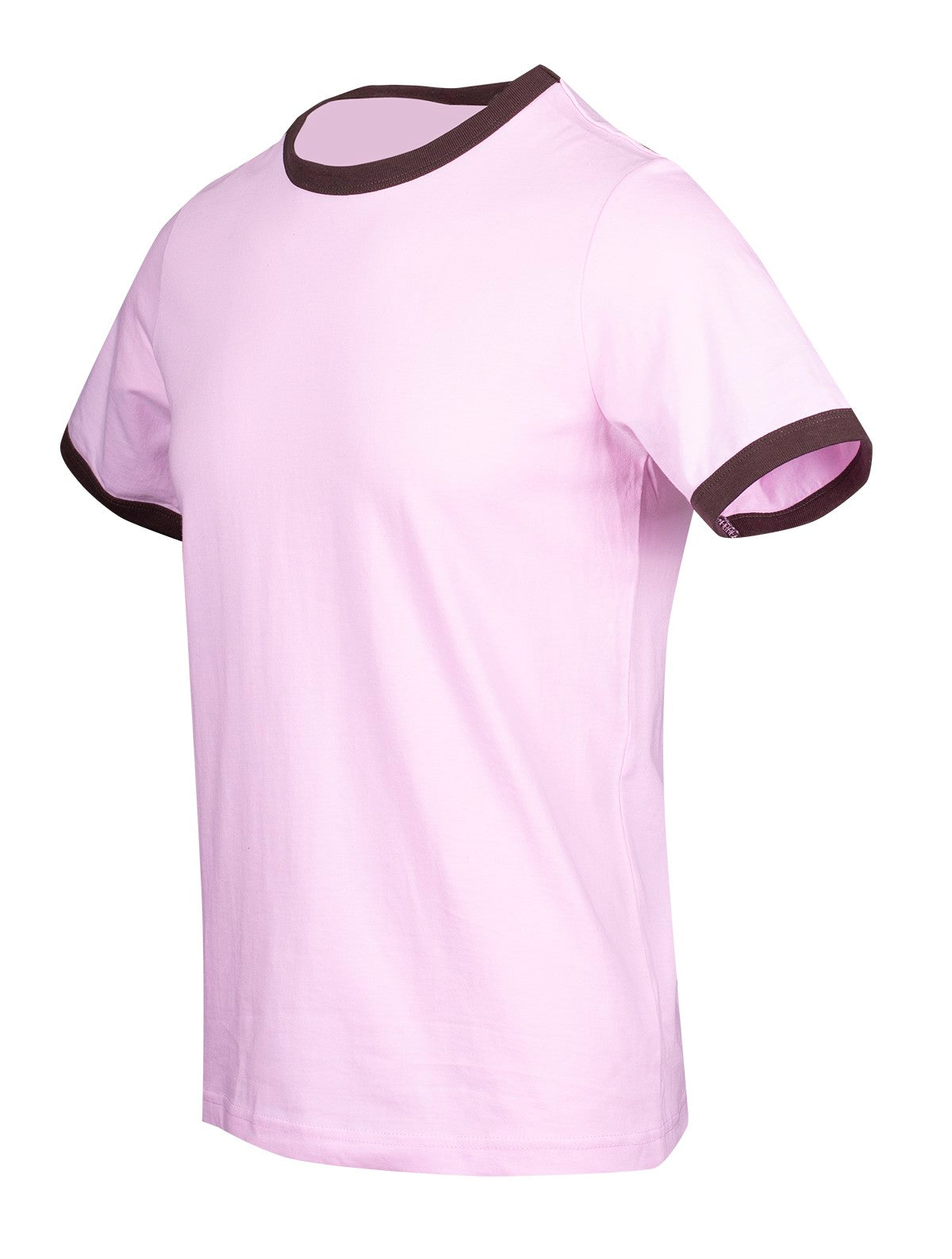 RAMO T525RN Unisex Combed Cotton Ringer Tee — Pink/Brown side
