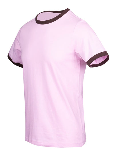 RAMO T525RN Unisex Combed Cotton Ringer Tee — Pink/Brown side