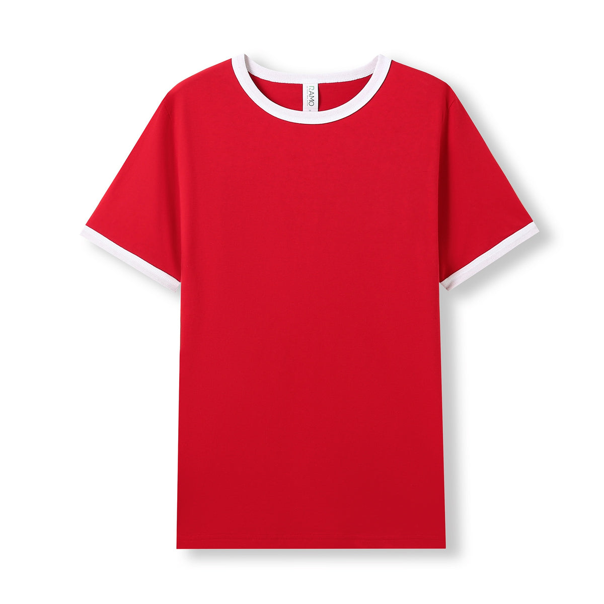 RAMO T525RN Unisex Combed Cotton Ringer Tee — Red/White front