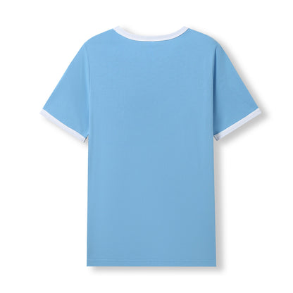 RAMO T525RN Unisex Combed Cotton Ringer Tee — Sky Blue/White back